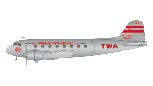 Transcontinental & Western Airlines (TWA) Douglas DC-3 (GeminiJets 1:200)